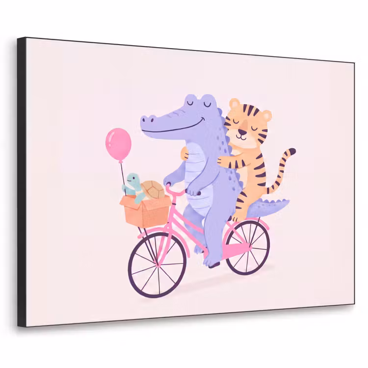 Art frame - Dieren - Fiets - Vriendschap - Illustratie - Roze — 1