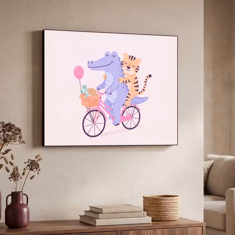 Art frame - Dieren - Fiets - Vriendschap - Illustratie - Roze — 7