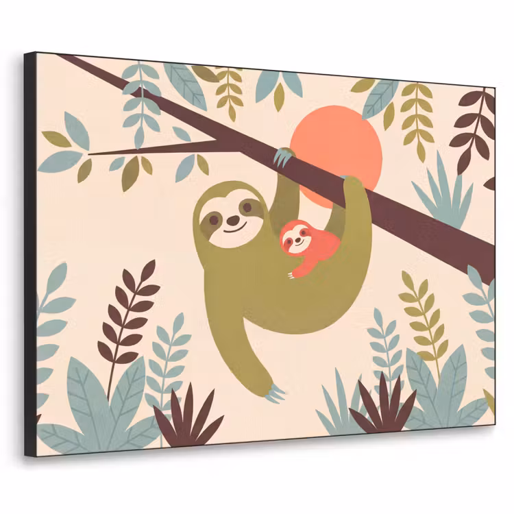 Art frame - Dieren - Moeder - Baby - Natuur - Groen — 1