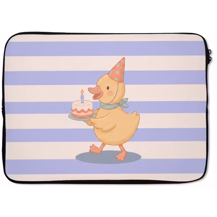 Laptophoes Vogel - Feest - Taart - Kinder - Illustratie — 1