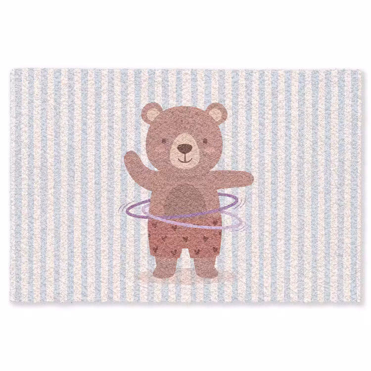 Vloerkleed - Beer - Hoepel - Kinderkamer - Illustratie - Bruin — 1