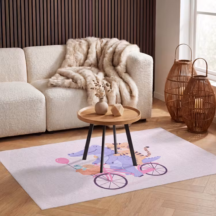 Vloerkleed - Dieren - Fiets - Vriendschap - Illustratie - Roze — 3