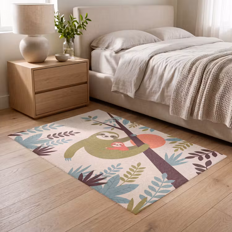 Vloerkleed - Dieren - Moeder - Baby - Natuur - Groen — 5