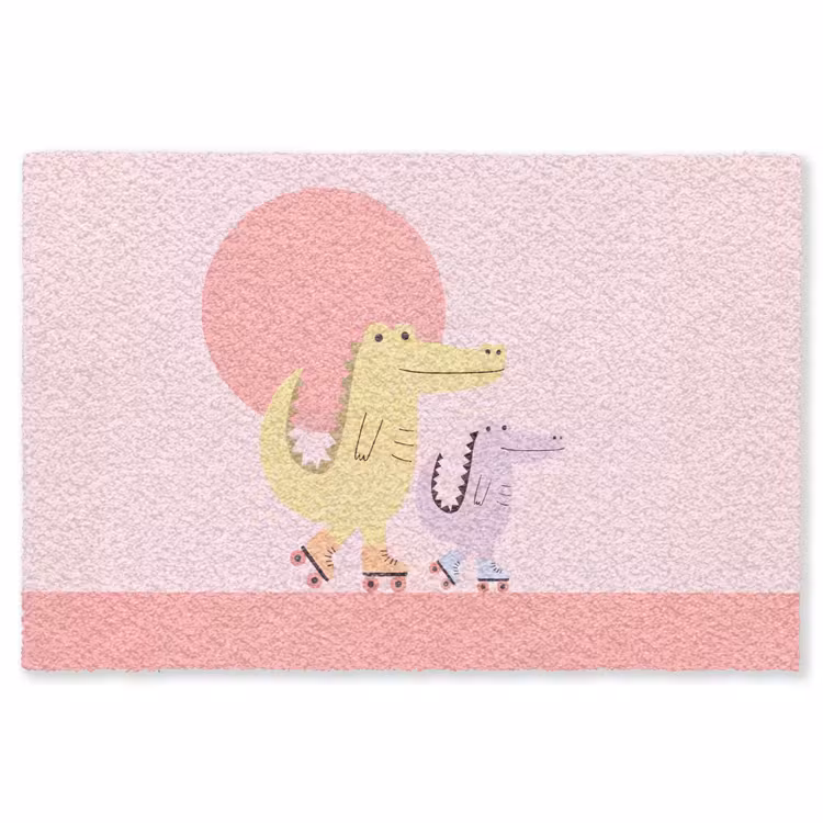 Vloerkleed - Dieren - Skaten - Illustratie - Speels - Roze — 1