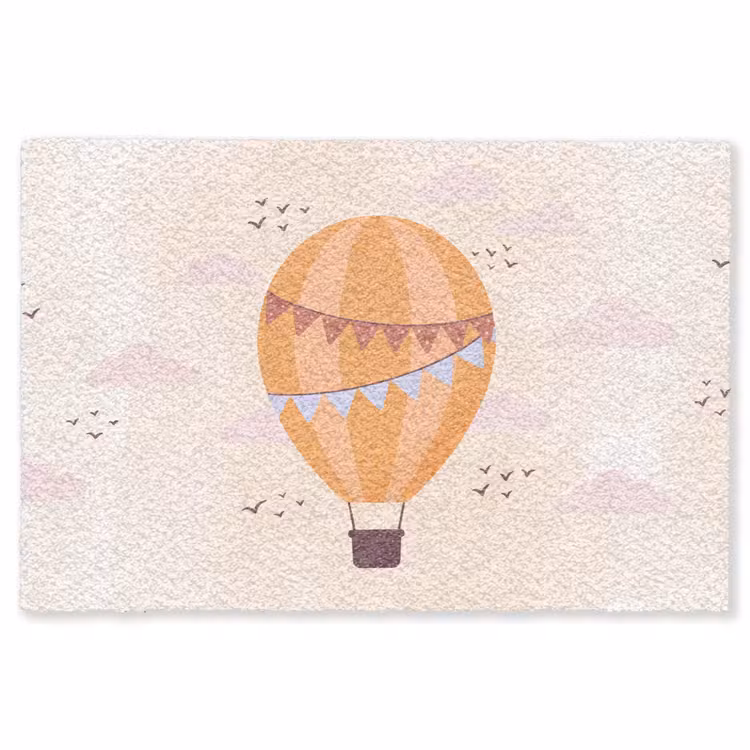 Vloerkleed - Luchtballon - Slingers - Avontuur - Illustratie - Oranje — 1