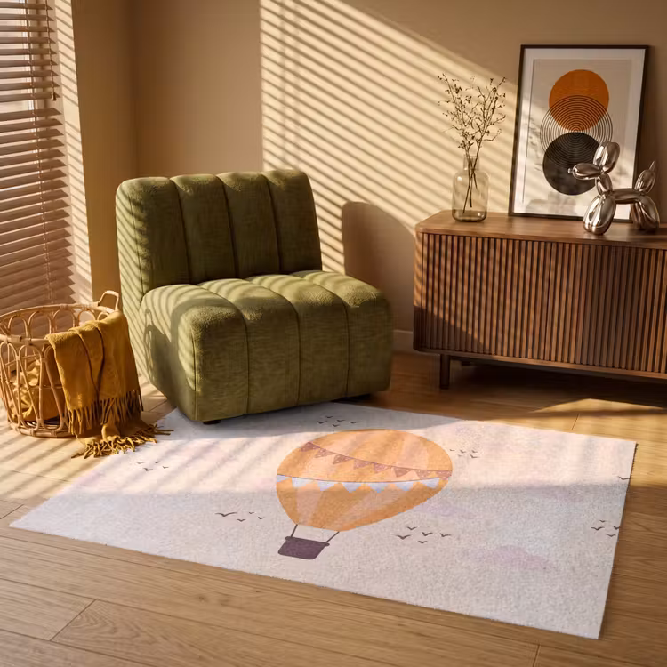 Vloerkleed - Luchtballon - Slingers - Avontuur - Illustratie - Oranje — 2