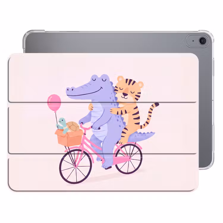 Dieren - Fiets - Vriendschap - Illustratie - Roze — 1