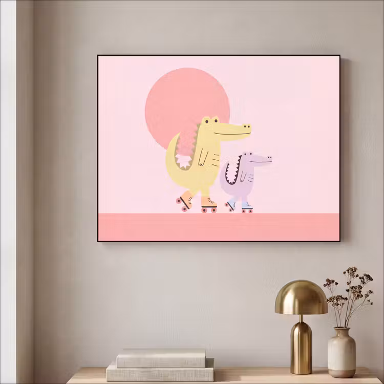 Art frame - Dieren - Skaten - Illustratie - Speels - Roze — 5