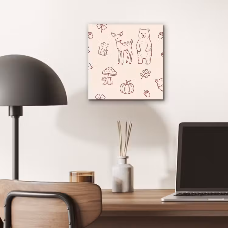 Aluminium schilderij - Dieren - Bos - Natuur - Schets - Patroon — 6
