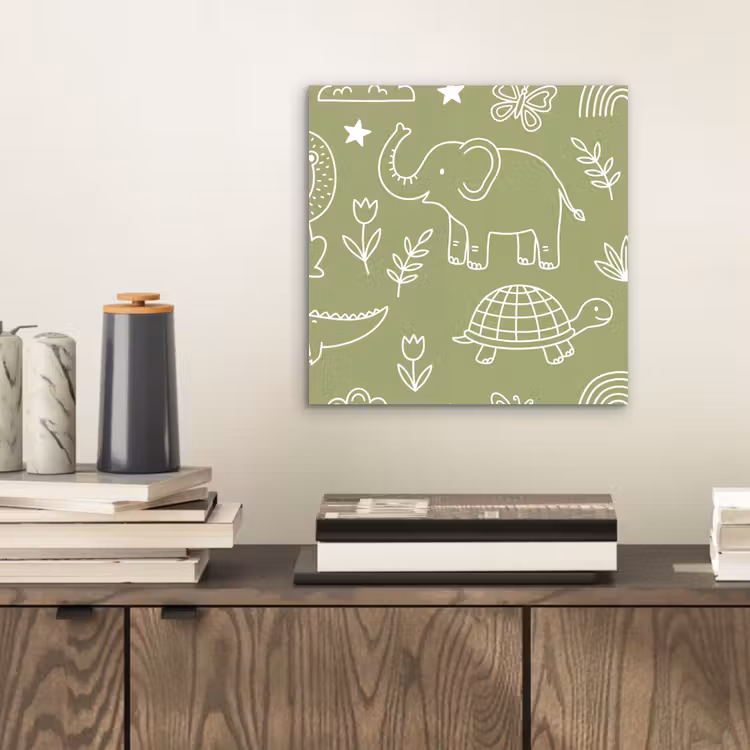Aluminium schilderij - Dieren - Patroon - Illustratie - Natuur - Groen — 2