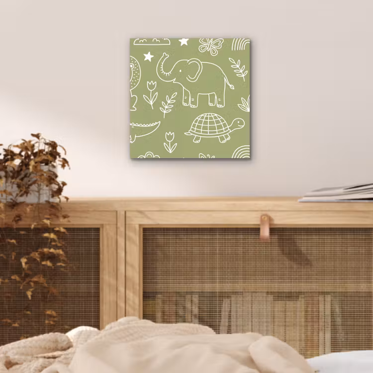 Aluminium schilderij - Dieren - Patroon - Illustratie - Natuur - Groen — 4