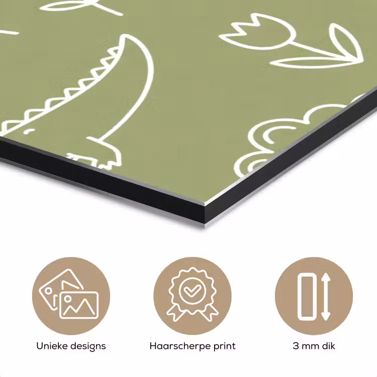 Aluminium schilderij - Dieren - Patroon - Illustratie - Natuur - Groen — 7