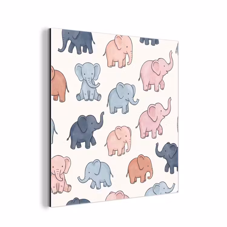 Aluminium schilderij - Dieren - Patroon - Kinderkamer - Pastel - Speels — 1