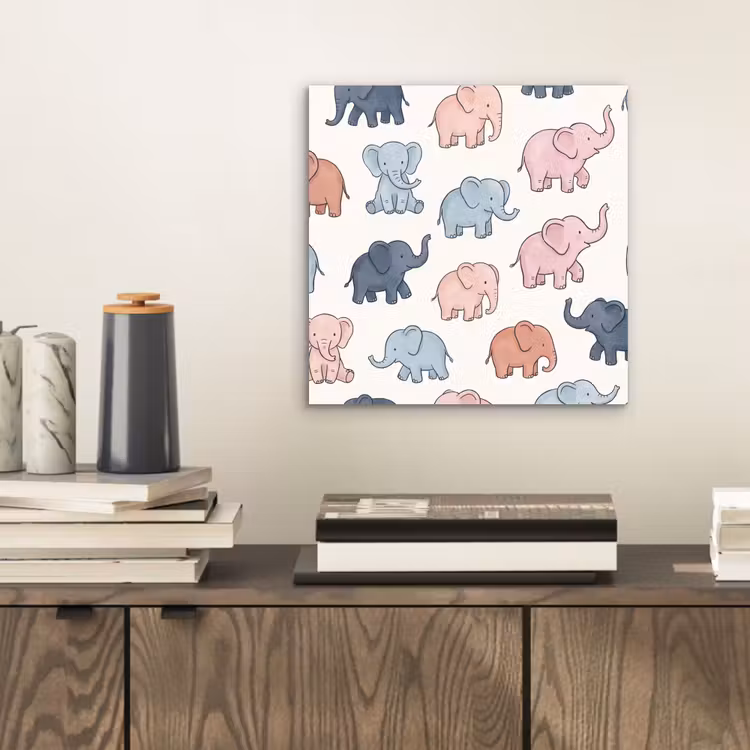 Aluminium schilderij - Dieren - Patroon - Kinderkamer - Pastel - Speels — 2