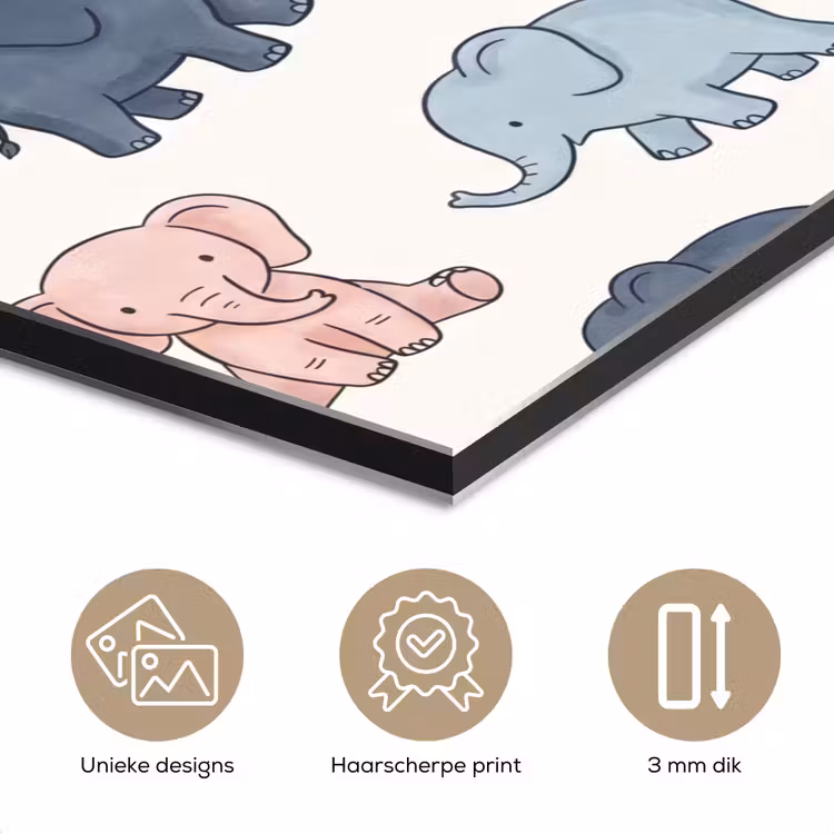 Aluminium schilderij - Dieren - Patroon - Kinderkamer - Pastel - Speels — 7