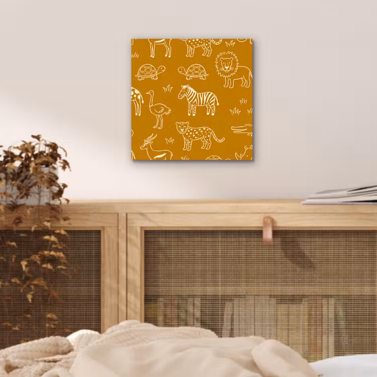 Aluminium schilderij - Dieren - Safari - Patroon - Kinderlijk - Oker — 4