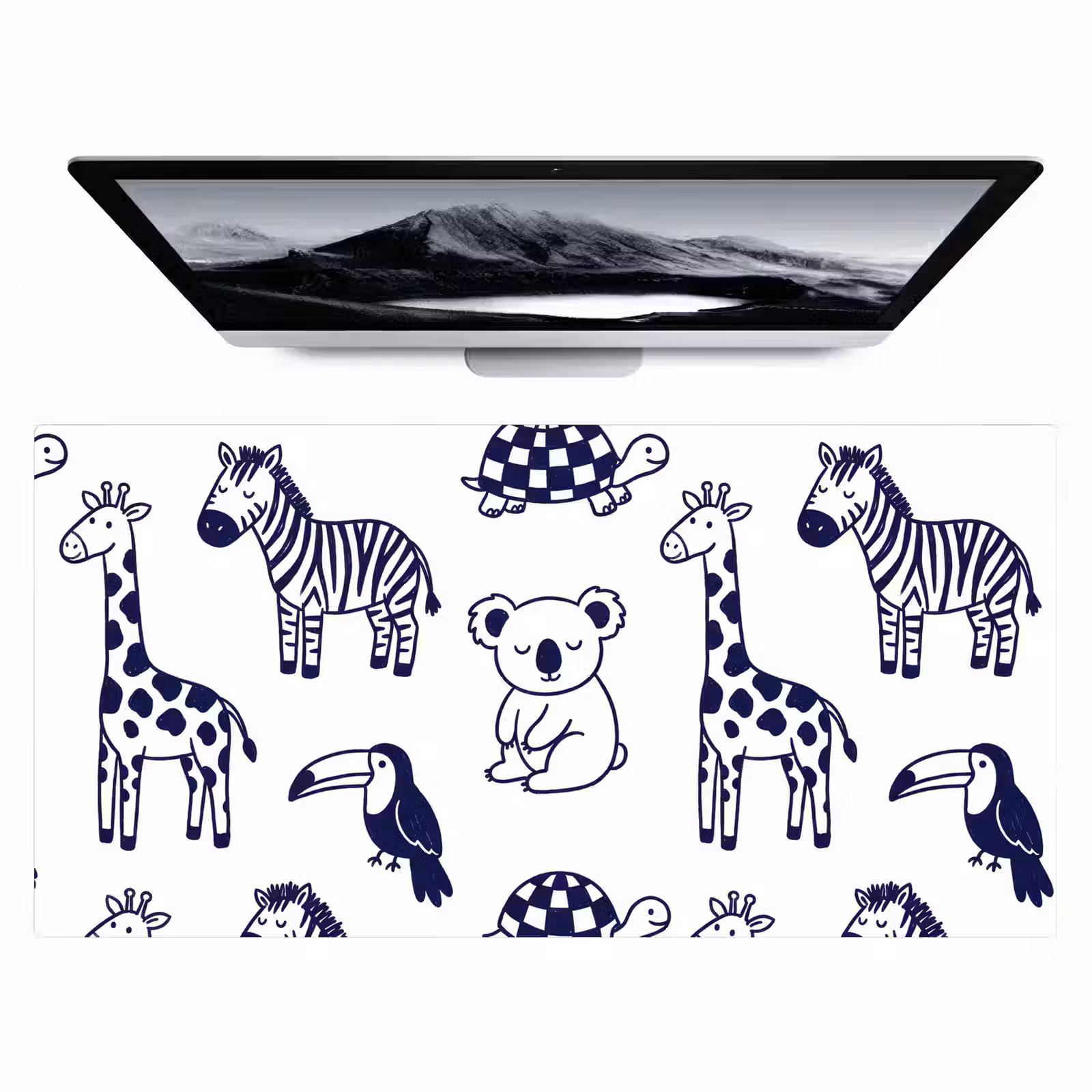 Bureau onderlegger - Dieren - Patroon - Kinderkamer - Grafisch - Wit-Blauw — 1