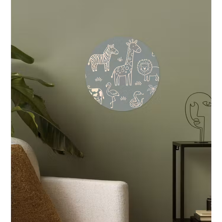 Behangcirkel - Dieren - Safari - Patroon - Illustratie - Groen — 3