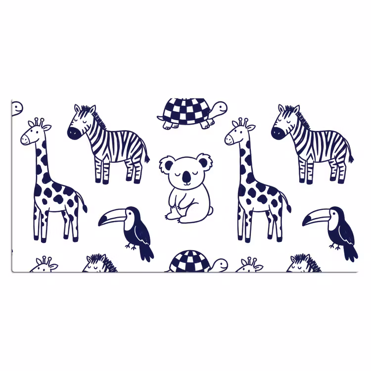Bureau onderlegger - Dieren - Patroon - Kinderkamer - Grafisch - Wit-Blauw — 2