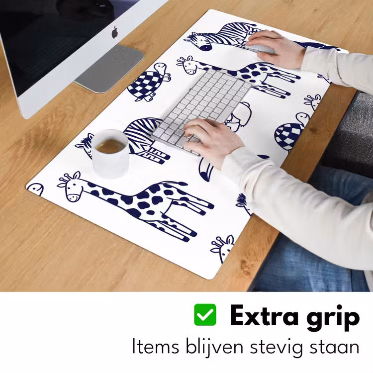 Bureau onderlegger - Dieren - Patroon - Kinderkamer - Grafisch - Wit-Blauw — 6