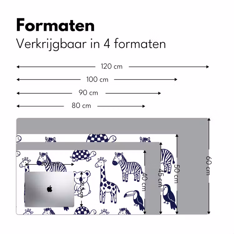 Bureau onderlegger - Dieren - Patroon - Kinderkamer - Grafisch - Wit-Blauw — 8
