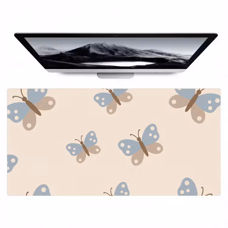 Bureau onderlegger - Insect - Vlinderpatroon - Abstract - Blauw - Beige — 1