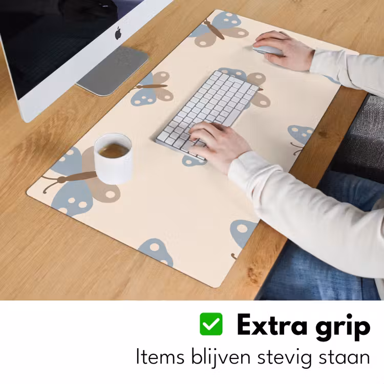 Bureau onderlegger - Insect - Vlinderpatroon - Abstract - Blauw - Beige — 6