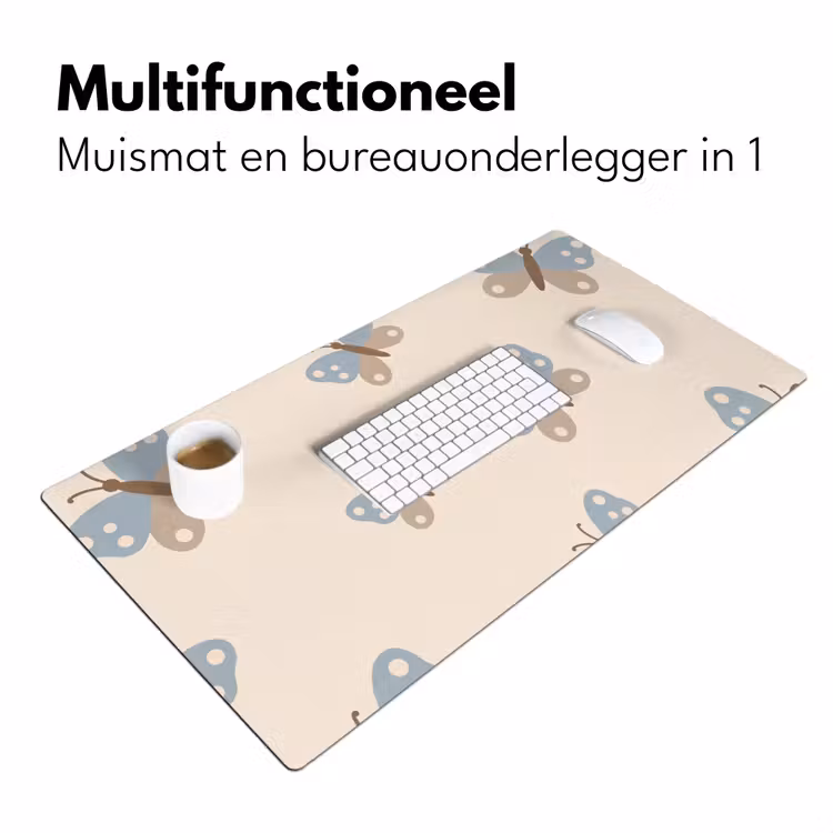 Bureau onderlegger - Insect - Vlinderpatroon - Abstract - Blauw - Beige — 7