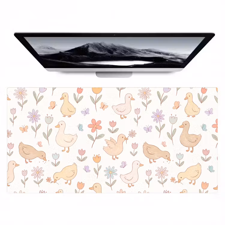 Bureau onderlegger - Vogel - Bloemen - Patroon - Pastel - Dieren — 1