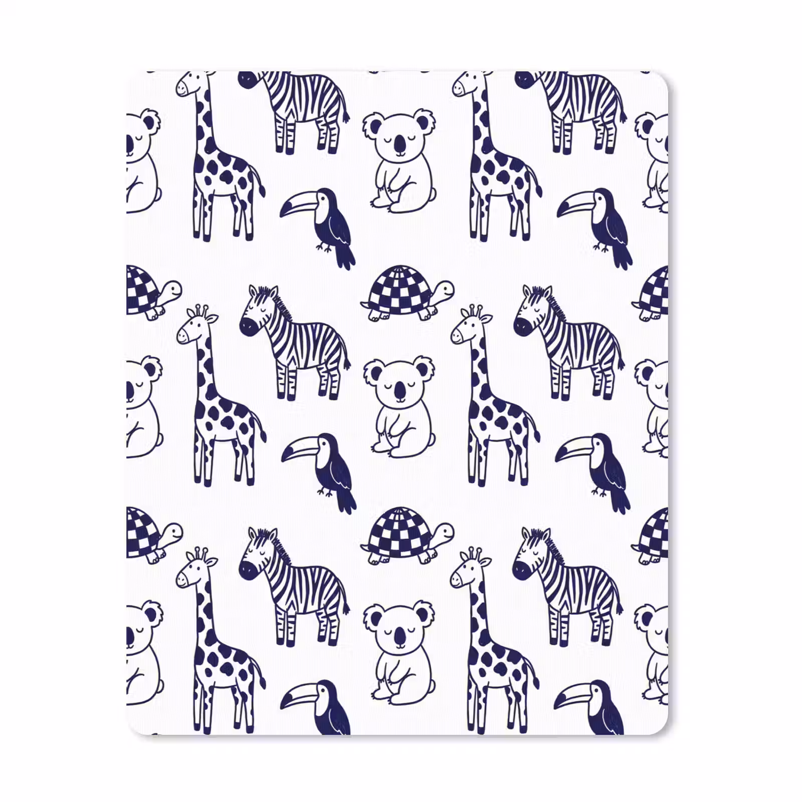 Muismat - Dieren - Patroon - Kinderkamer - Grafisch - Wit-Blauw — 1