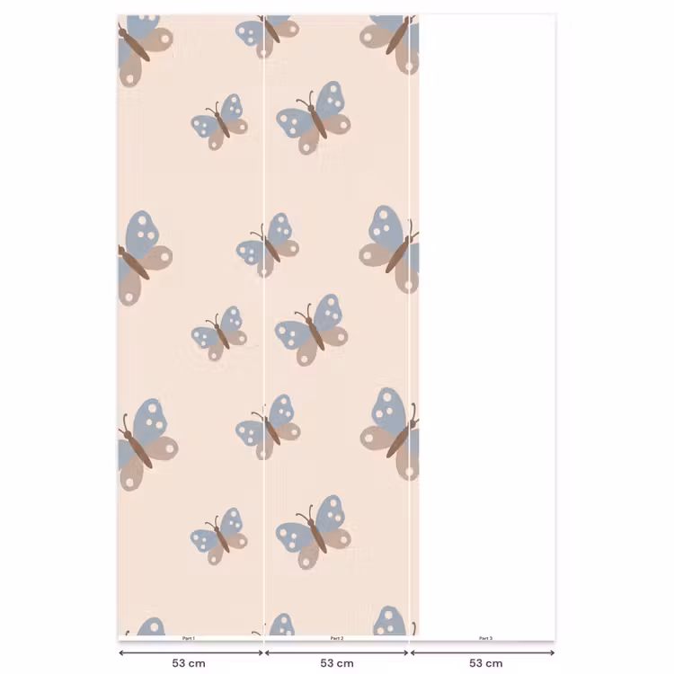 Behang - Insect - Vlinderpatroon - Abstract - Blauw - Beige — 6
