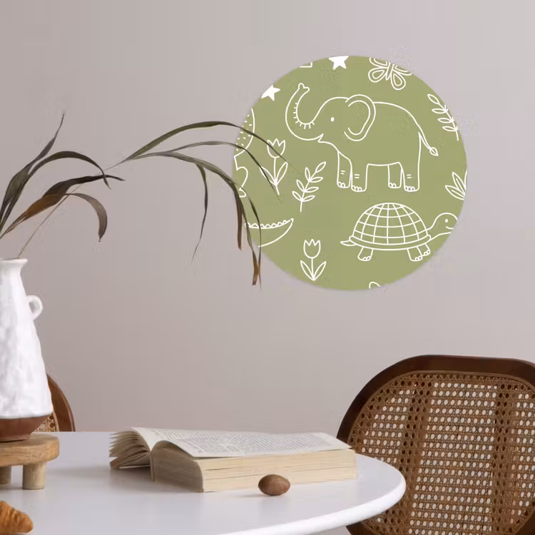 Behangcirkel - Dieren - Patroon - Illustratie - Natuur - Groen — 4