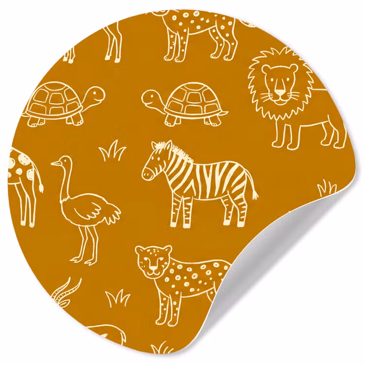 Behangcirkel - Dieren - Safari - Patroon - Kinderlijk - Oker — 1