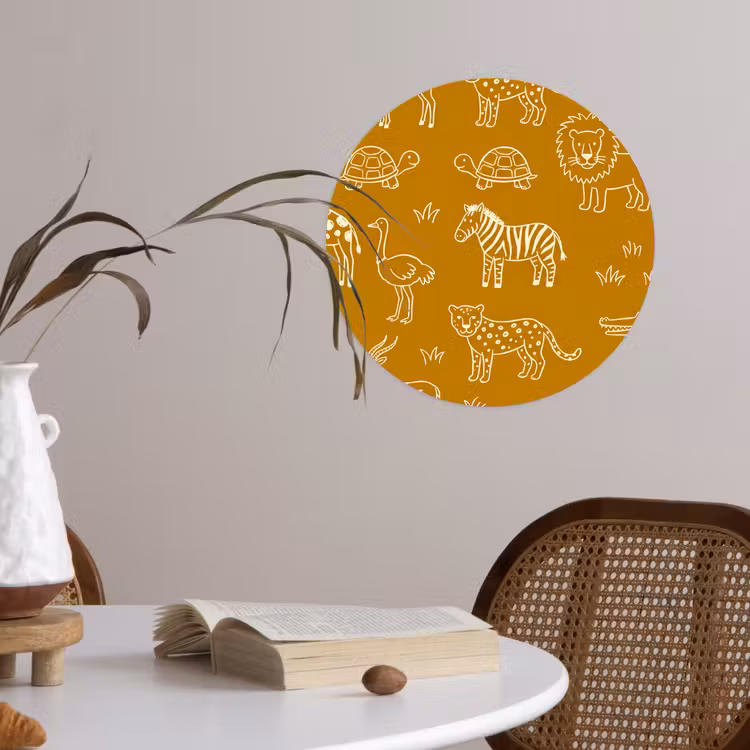 Behangcirkel - Dieren - Safari - Patroon - Kinderlijk - Oker — 4