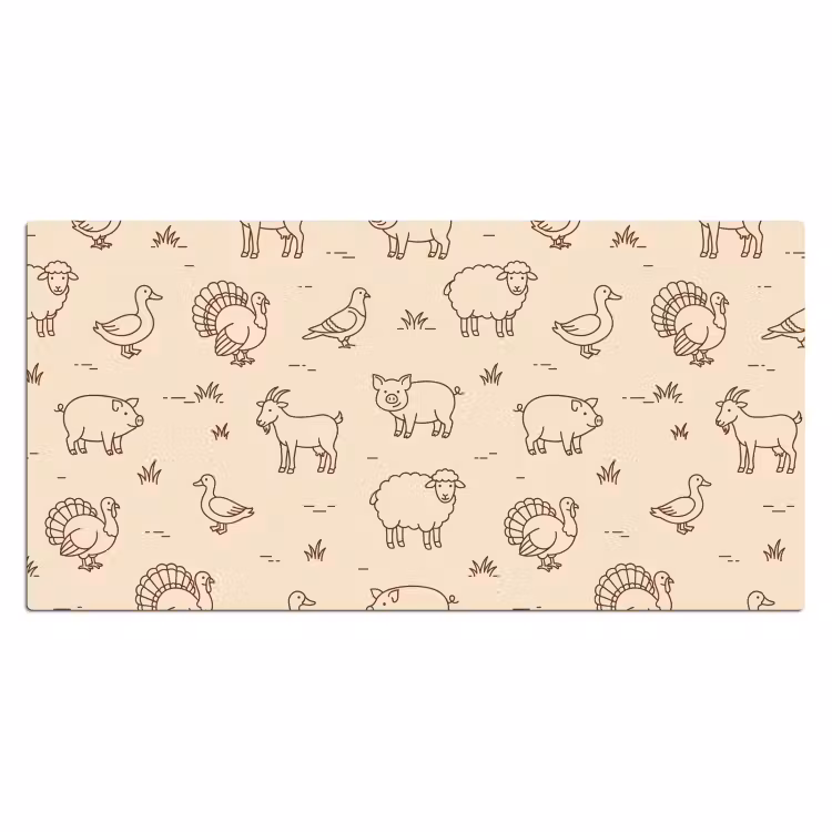 Bureau onderlegger - Dieren - Patroon - Boerderij - Minimalistisch - Beige — 2