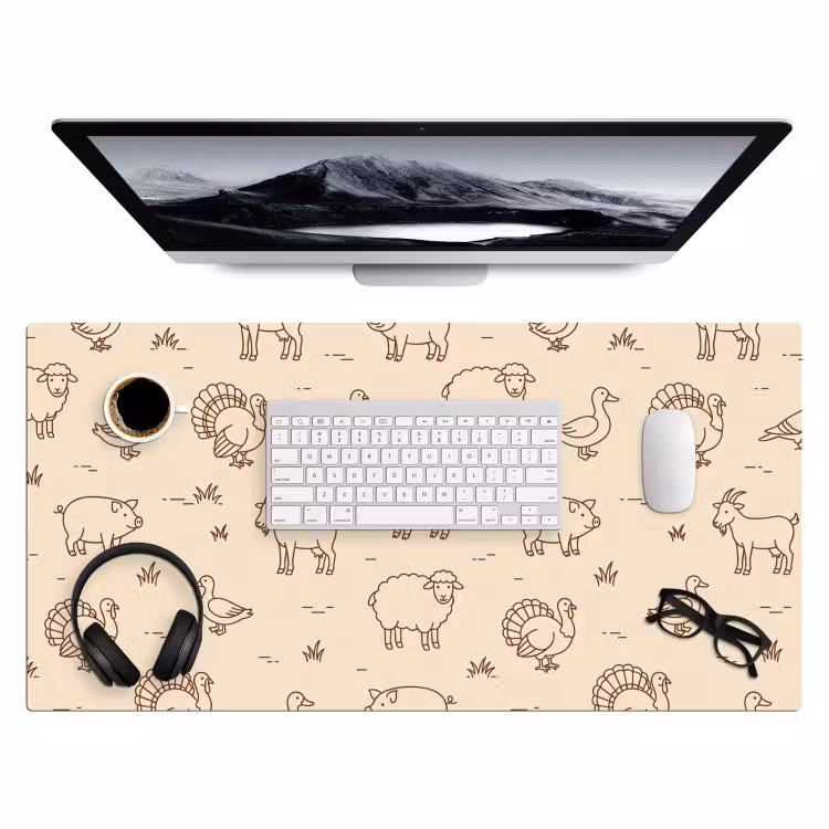 Bureau onderlegger - Dieren - Patroon - Boerderij - Minimalistisch - Beige — 4