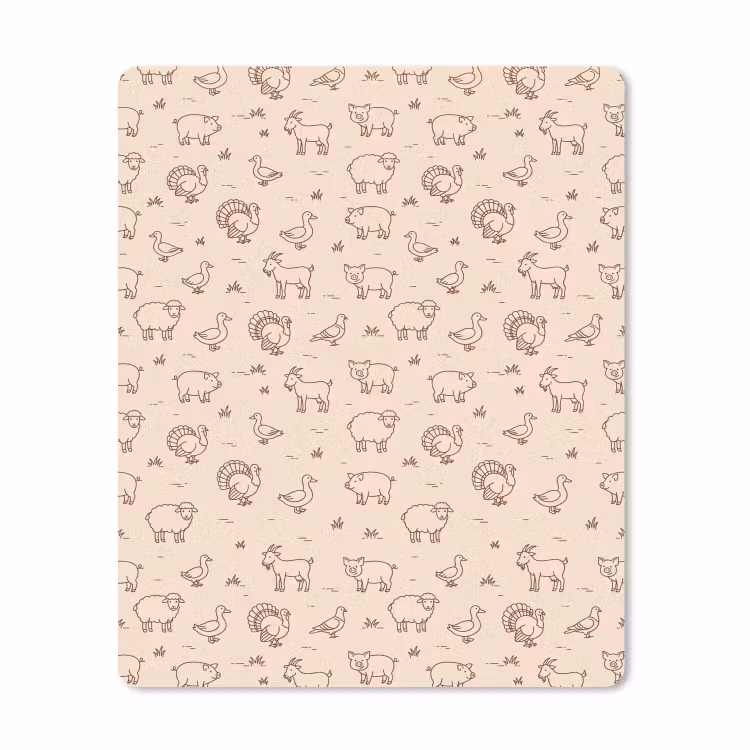 Muismat - Dieren - Patroon - Boerderij - Minimalistisch - Beige — 1