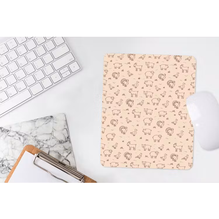 Muismat - Dieren - Patroon - Boerderij - Minimalistisch - Beige — 4