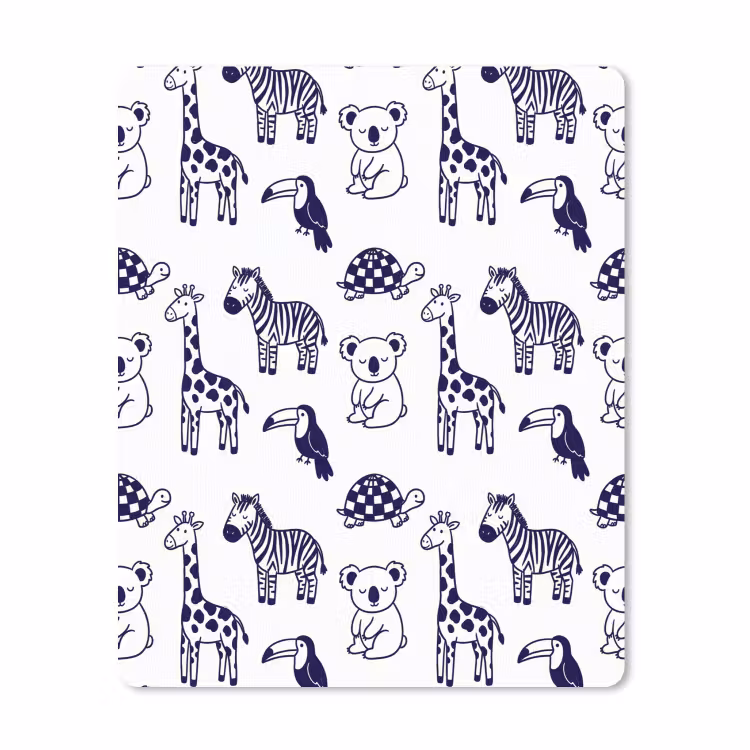 Muismat - Dieren - Patroon - Kinderkamer - Grafisch - Wit-Blauw — 1