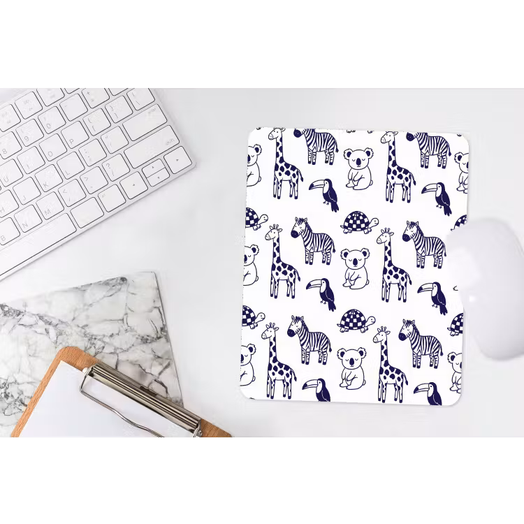 Muismat - Dieren - Patroon - Kinderkamer - Grafisch - Wit-Blauw — 4