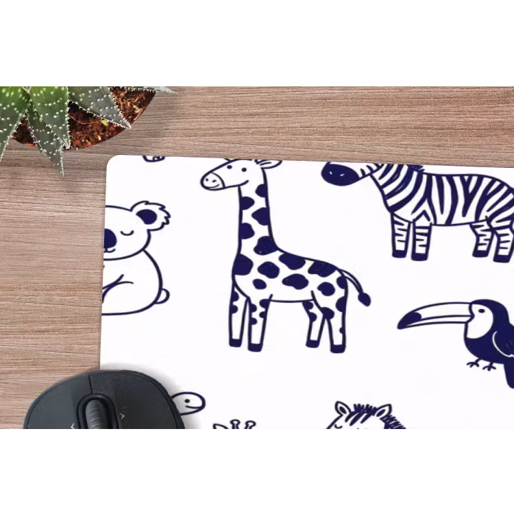 Muismat - Dieren - Patroon - Kinderkamer - Grafisch - Wit-Blauw — 5