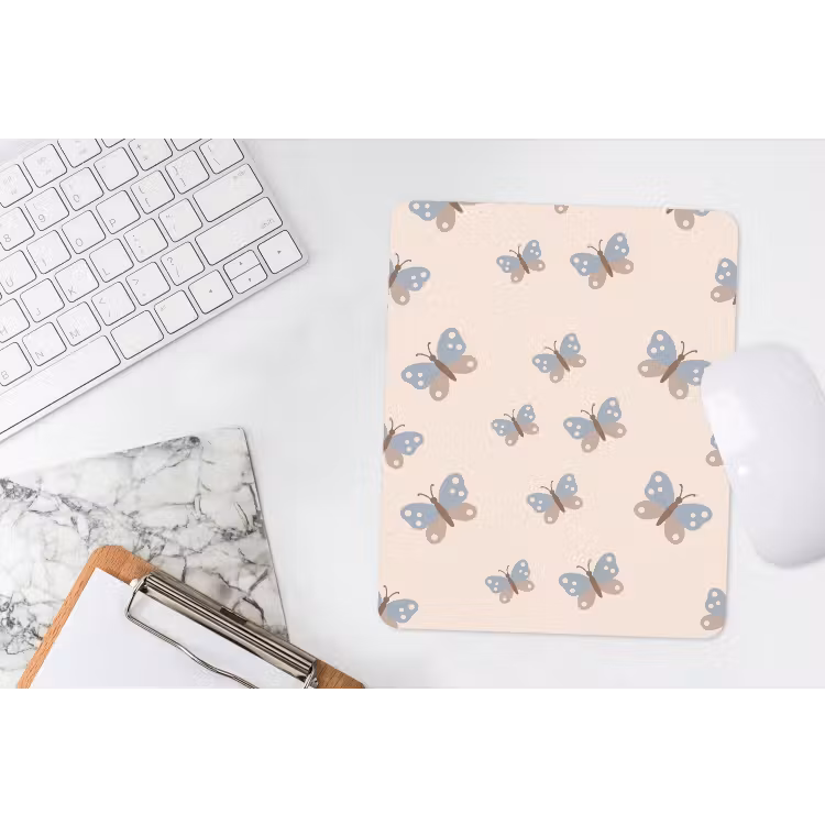 Muismat - Insect - Vlinderpatroon - Abstract - Blauw - Beige — 4