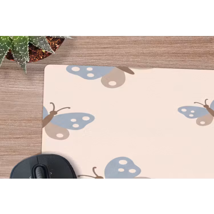 Muismat - Insect - Vlinderpatroon - Abstract - Blauw - Beige — 5