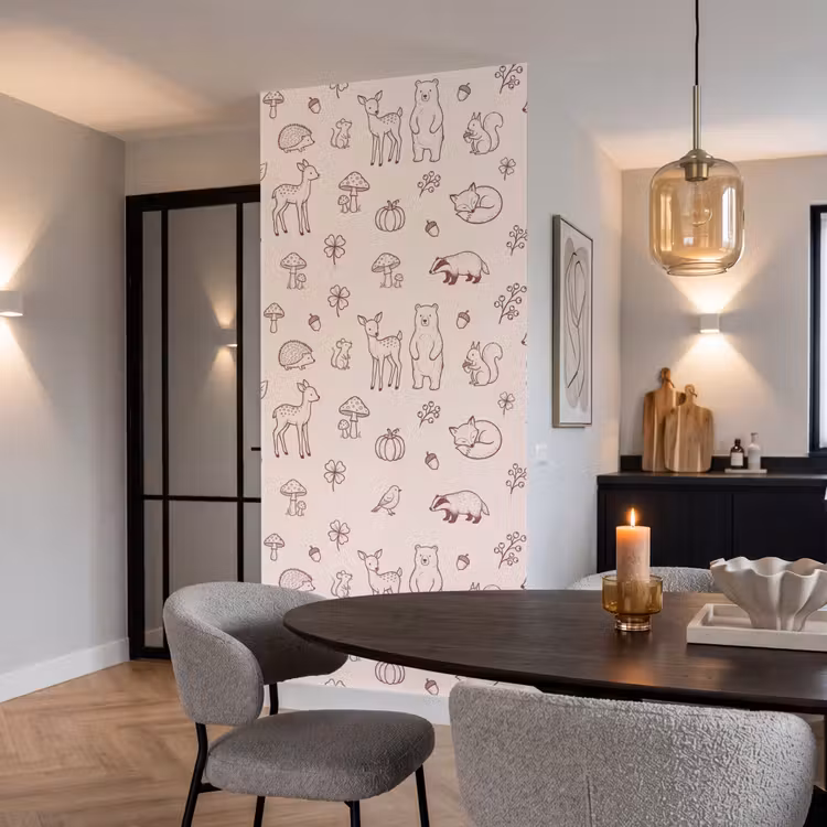 Behang - Dieren - Bos - Natuur - Schets - Patroon — 5