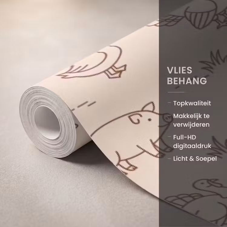 Behang - Dieren - Patroon - Boerderij - Minimalistisch - Beige — 3