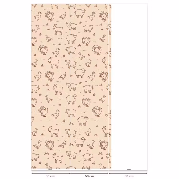 Behang - Dieren - Patroon - Boerderij - Minimalistisch - Beige — 6
