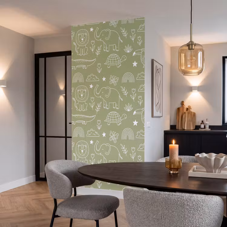 Behang - Dieren - Patroon - Illustratie - Natuur - Groen — 5