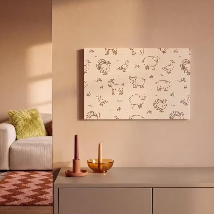 Canvas schilderij - Dieren - Patroon - Boerderij - Minimalistisch - Beige — 1