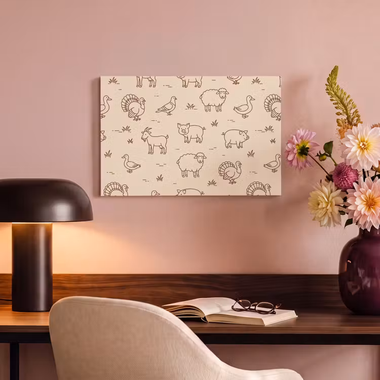 Canvas schilderij - Dieren - Patroon - Boerderij - Minimalistisch - Beige — 3