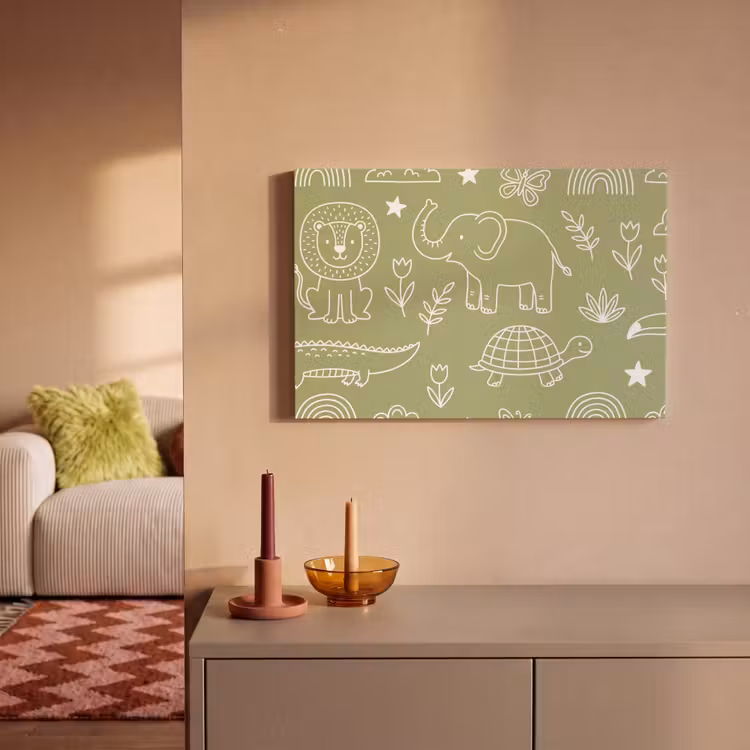 Canvas schilderij - Dieren - Patroon - Illustratie - Natuur - Groen — 1